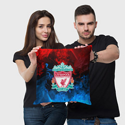 Подушка квадратная Liverpool огненный дым текстура, цвет: 3D-принт — фото 2