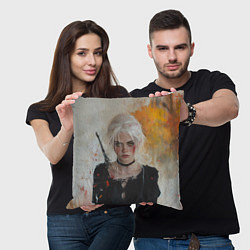 Подушка квадратная Цири гуашью, цвет: 3D-принт — фото 2