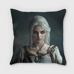 Подушка квадратная Цири с янтарными глазами, цвет: 3D-принт
