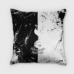 Подушка квадратная Тоттенхэм черно белые брызги, цвет: 3D-принт