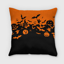 Подушка квадратная Хэллоуин тыквы и призраки, цвет: 3D-принт
