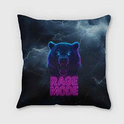 Подушка квадратная Rage mode злой медведь, цвет: 3D-принт