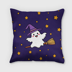 Подушка квадратная Хэллоуин, привидение на метле, цвет: 3D-принт