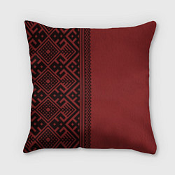 Подушка квадратная Узоры славянские в красном цвете, цвет: 3D-принт