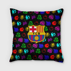 Подушка квадратная Barcelona neon games logo, цвет: 3D-принт