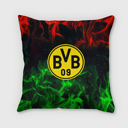 Подушка квадратная Borussia красно зеленый огонь, цвет: 3D-принт