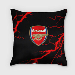 Подушка квадратная Arsenal красные молнии, цвет: 3D-принт