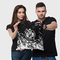 Подушка квадратная Borussia белые краски, цвет: 3D-принт — фото 2