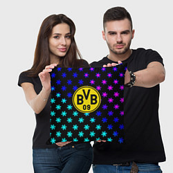 Подушка квадратная Borussia неоновые снежинки, цвет: 3D-принт — фото 2