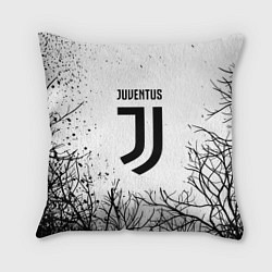 Подушка квадратная Ювентус черные деревья, цвет: 3D-принт
