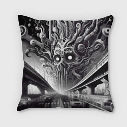 Подушка квадратная Art skull in metropolis - ai art fantasy, цвет: 3D-принт