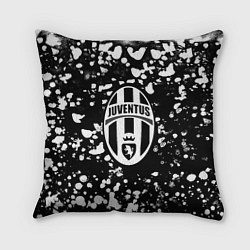 Подушка квадратная Ювентус белые краски текстура, цвет: 3D-принт