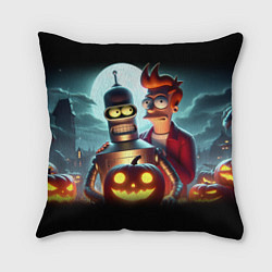 Подушка квадратная Бендер с Фраем в ночь на Хэллоуин, цвет: 3D-принт