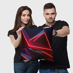 Подушка квадратная Neon laser red, цвет: 3D-принт — фото 2