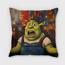 Подушка квадратная Удивленный Шрек, цвет: 3D-принт
