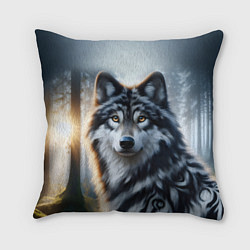 Подушка квадратная Морда волка - Россия, цвет: 3D-принт