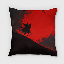 Подушка квадратная Лошадь скачет на красном фоне, цвет: 3D-принт