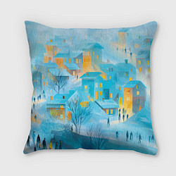 Подушка квадратная Новогодние Московские домики, цвет: 3D-принт