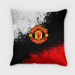 Подушка квадратная Манчестер Юнайтед краски всплеск, цвет: 3D-принт