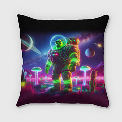 Подушка квадратная Космонавт Шрук в неоновом скафандре на загадочной