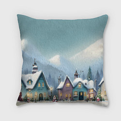Подушка квадратная Новогодние дома