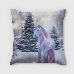 Подушка квадратная Геометрическая новогодняя лошадка, цвет: 3D-принт