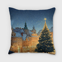 Подушка квадратная Новый год в старом городе