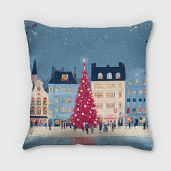 Подушка квадратная Новогоднее гуляние у красной елки