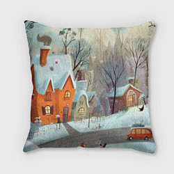 Подушка квадратная Милый новогодний дворик