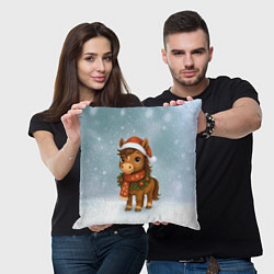 Подушка квадратная Милый конек, цвет: 3D-принт — фото 2