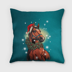 Подушка квадратная Конь в шапке