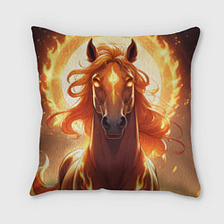 Подушка квадратная Огненная лошадь в свечении, цвет: 3D-принт