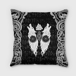 Подушка квадратная Волки воины с символикой