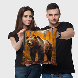 Подушка квадратная Осенний страж леса, цвет: 3D-принт — фото 2