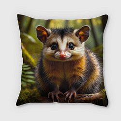 Подушка квадратная Опоссум в летнем лесу, цвет: 3D-принт