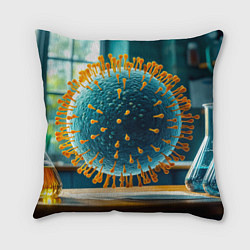 Подушка квадратная Вирус в лаборатории