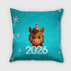 Подушка квадратная Голова лошадки, цвет: 3D-принт