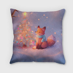 Подушка квадратная Лисичка Новый год, цвет: 3D-принт