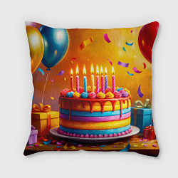 Подушка квадратная Радуга праздничного торта