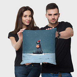 Подушка квадратная Забавная новогодняя лошадка, цвет: 3D-принт — фото 2