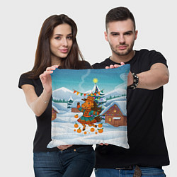 Подушка квадратная Лошадь в национальном костюме, цвет: 3D-принт — фото 2