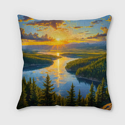Подушка квадратная Золотой путь реки, цвет: 3D-принт