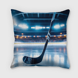 Подушка квадратная Хоккейная клюшка на льду арены