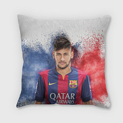 Подушка квадратная Neymar FCB, цвет: 3D-принт