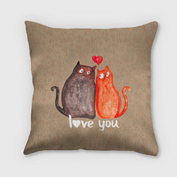 Подушка квадратная Влюбленные котики, цвет: 3D-принт