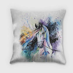 Подушка квадратная Акварельная лошадь, цвет: 3D-принт