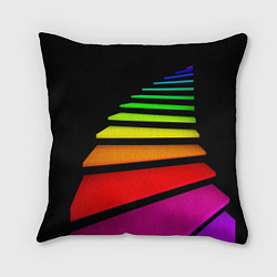 Подушка квадратная Радужная лестница, цвет: 3D-принт