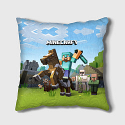Подушка квадратная Minecraft Rider цвета 3D-принт — фото 1