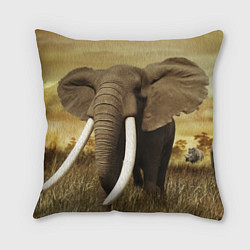 Подушка квадратная Могучий слон, цвет: 3D-принт