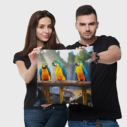 Подушка квадратная Экзотические попугаи, цвет: 3D-принт — фото 2